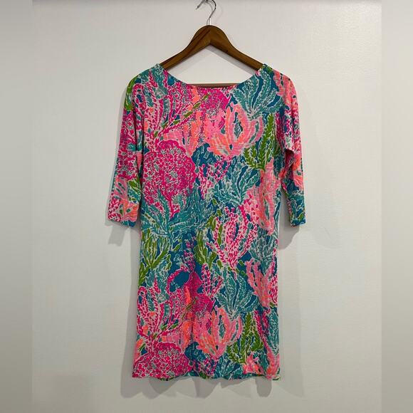 Lilly Pulitzer Eliza Dress Let's Cha Cha Pink Blue Small - Picture 3 of 5